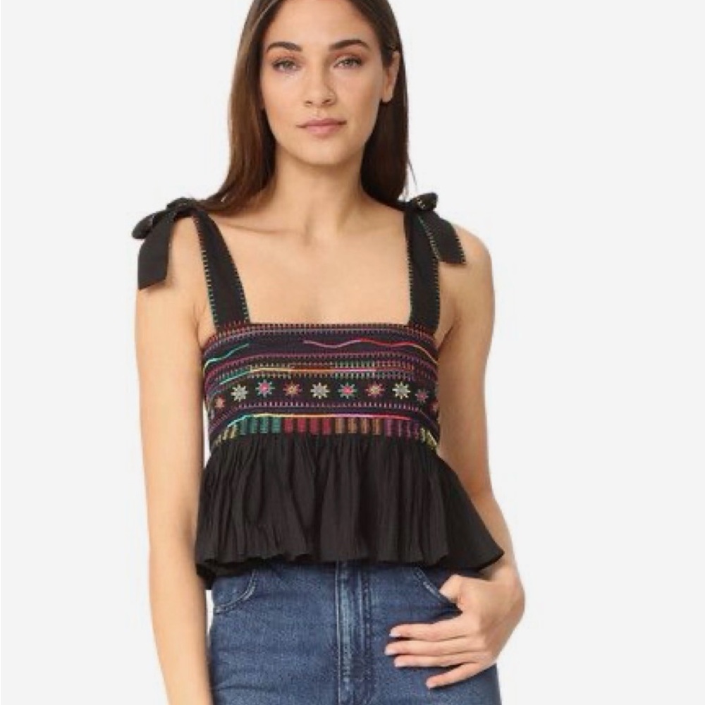 Saloni Blouse Black Embroidered Women's Top size 4